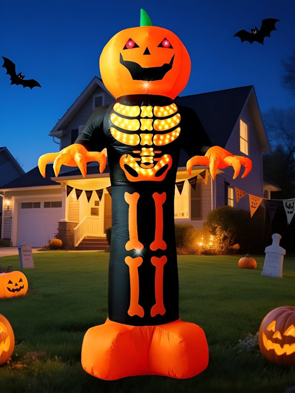 8 FT Halloween Inflatables Outdoor Decoration Pumpkin Reaper Ghost
